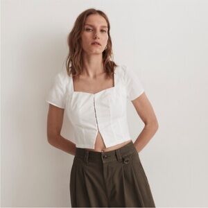 Madewell White Short Sleeve Blouse
